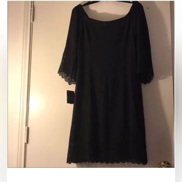 Roz & Ali Off-the-Shoulder Flowy Boho Black Shift  Dress XS - Picture 6 of 7